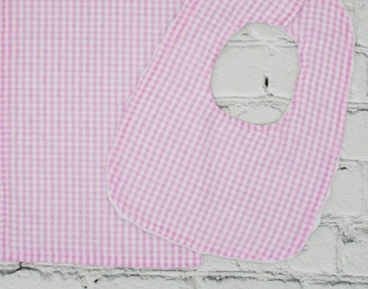 Gingham bib & burp cloth set with free monogram