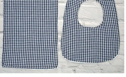 Gingham bib & burp cloth set with free monogram