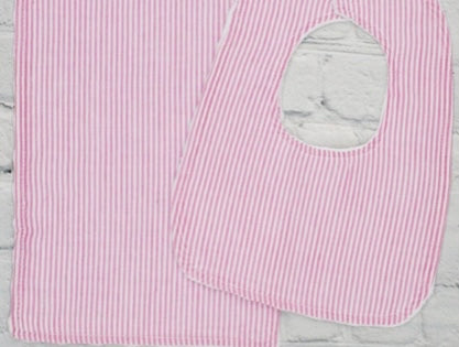 Seersucker bib & burp cloth set with monogram
