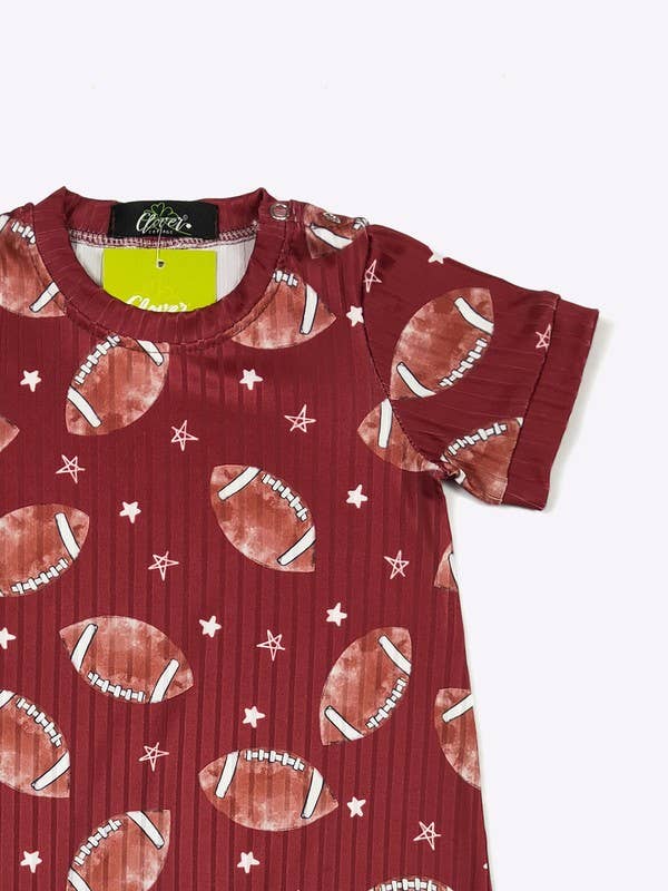 Football Boy Romper - Burgundy