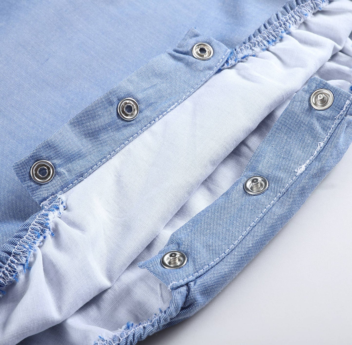 Classic Blue Denim Style Baby Bubble Romper includes free monogram