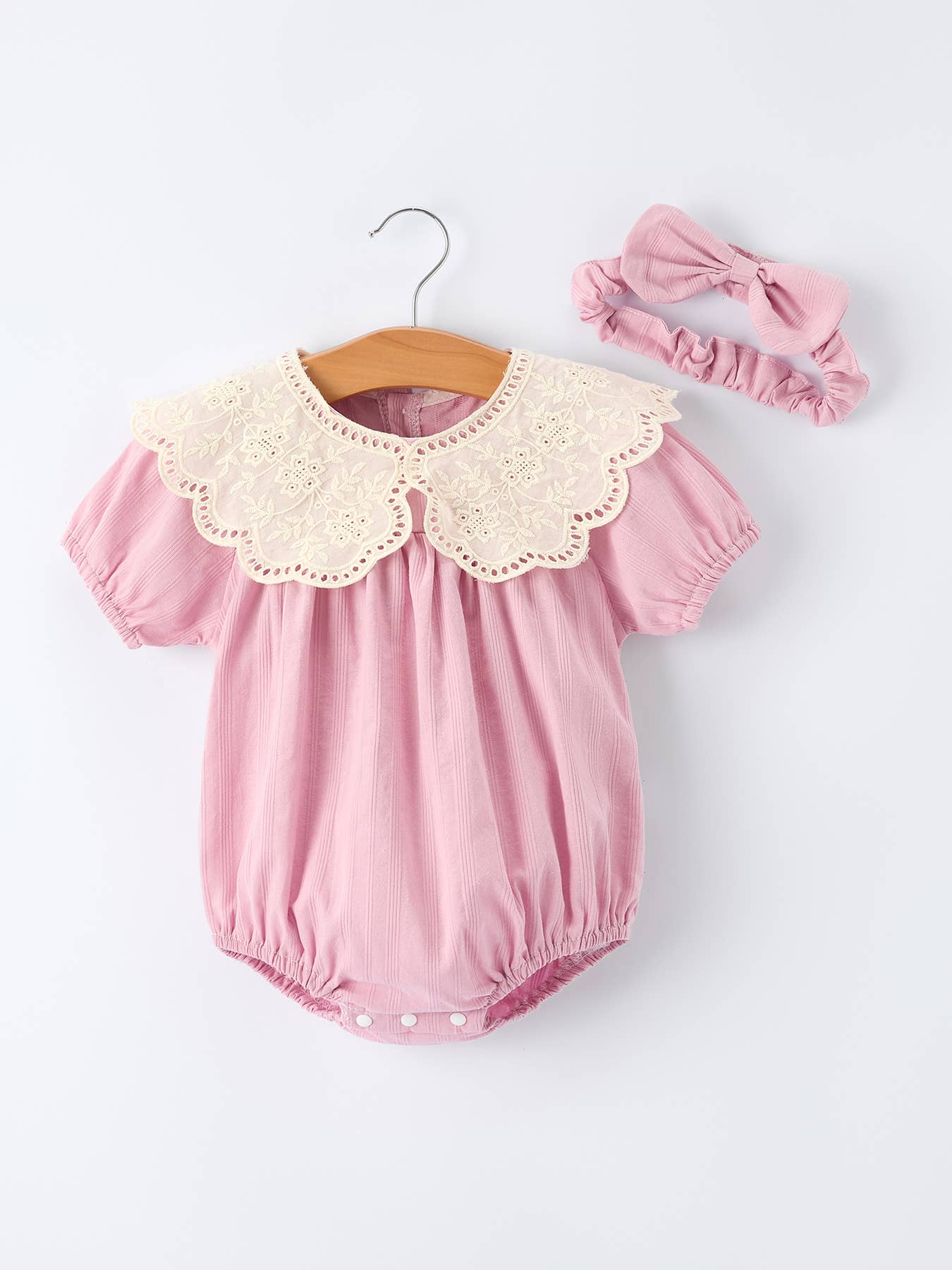 Pink Lace Collar Baby Girl Romper