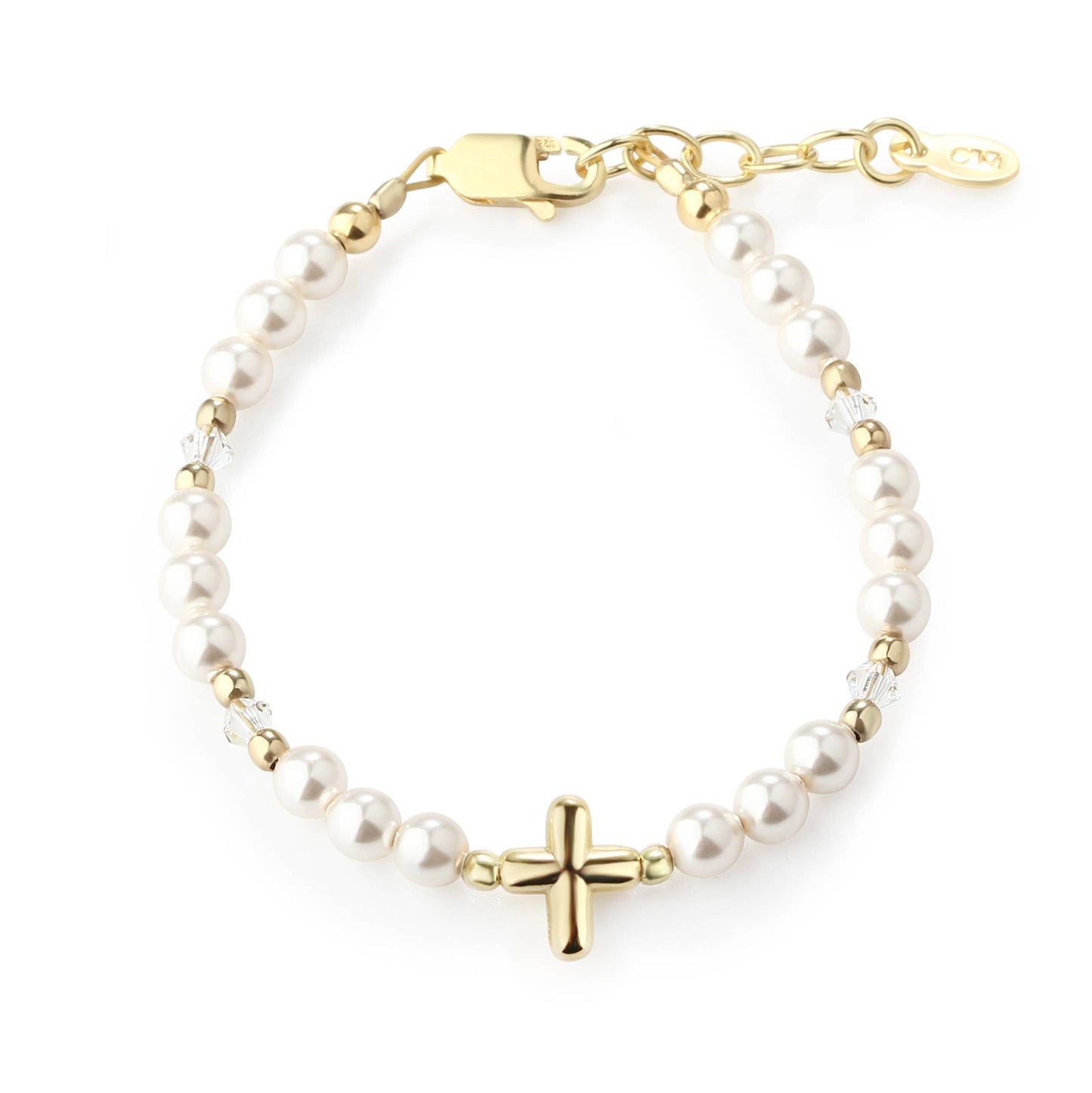 14K Gold-Plated Baby Cross Bracelet Baptism & Communion Gift