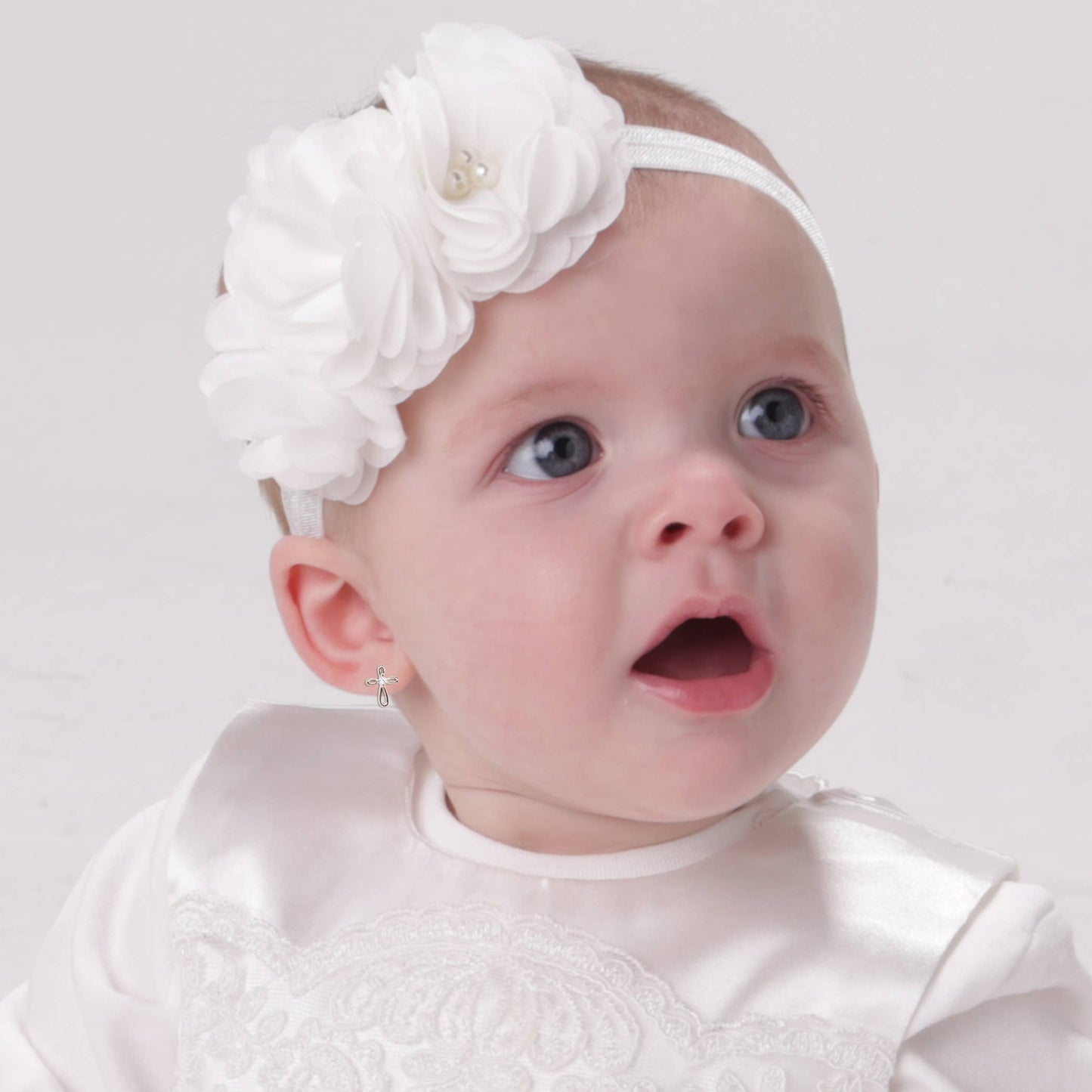 Sterling Silver Cross Earrings Baby Girl Baptism Gift