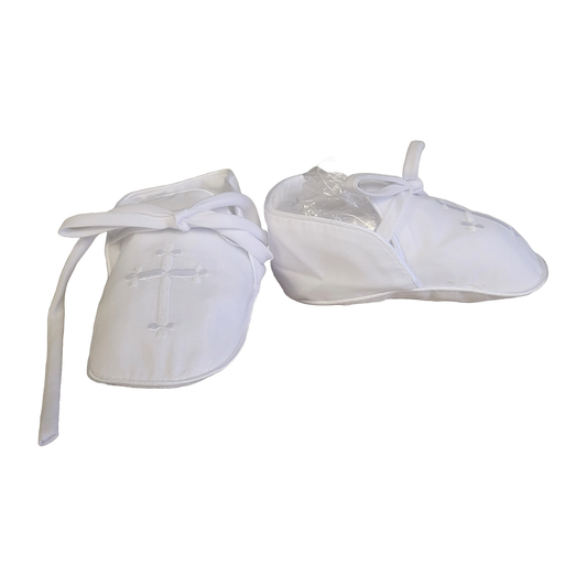 Embroidered Cross Christening Booties