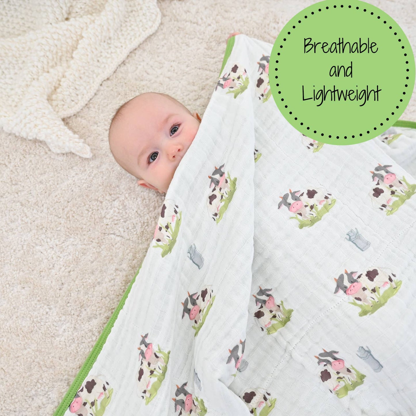 Moo Moo Here Farm Theme Baby Toddler Muslin Quilt
