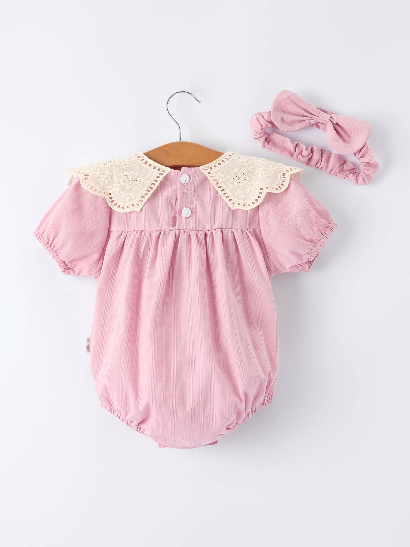 Pink Lace Collar Baby Girl Romper