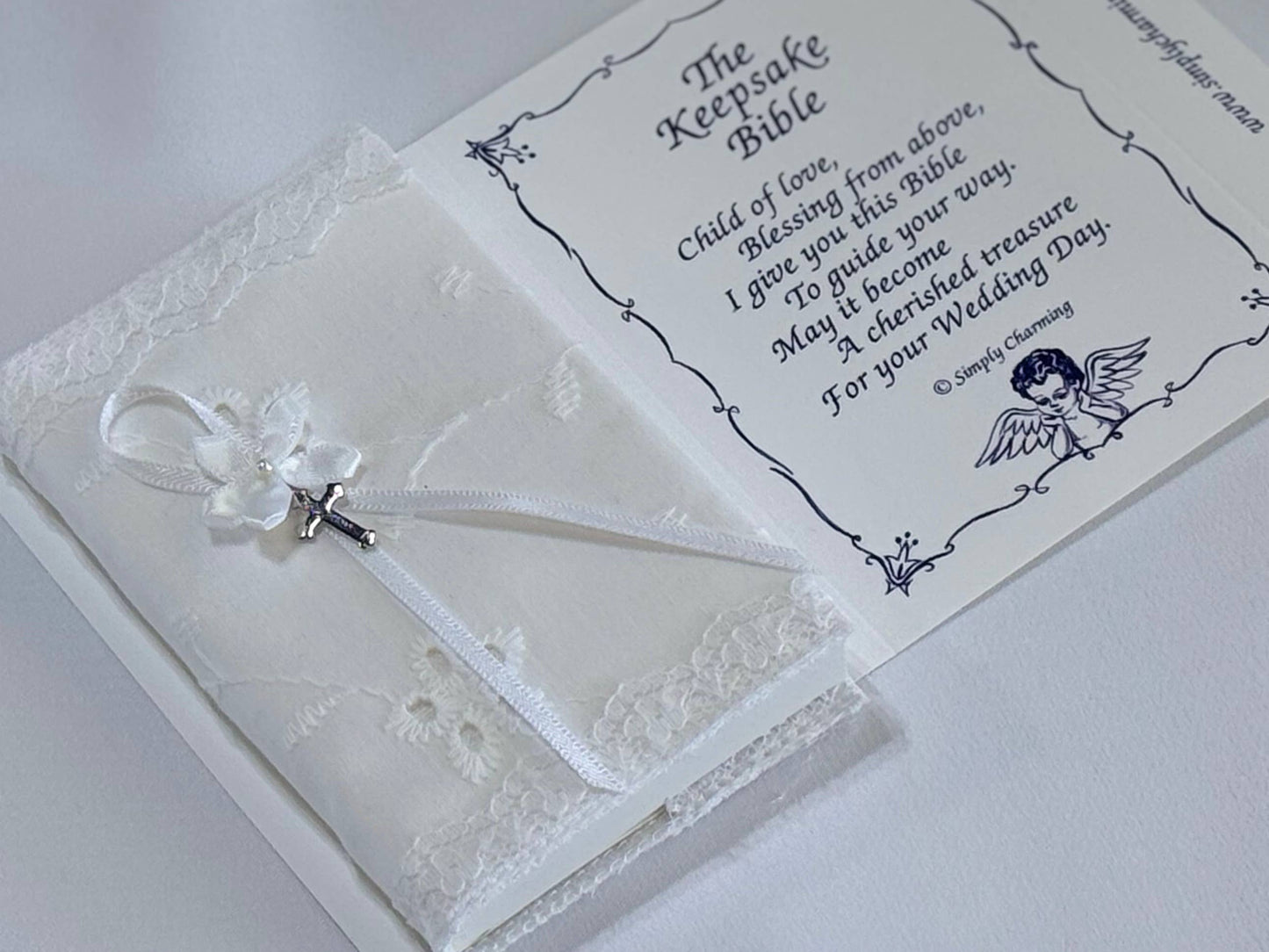 White Eyelet Baby Bible W/ Cross