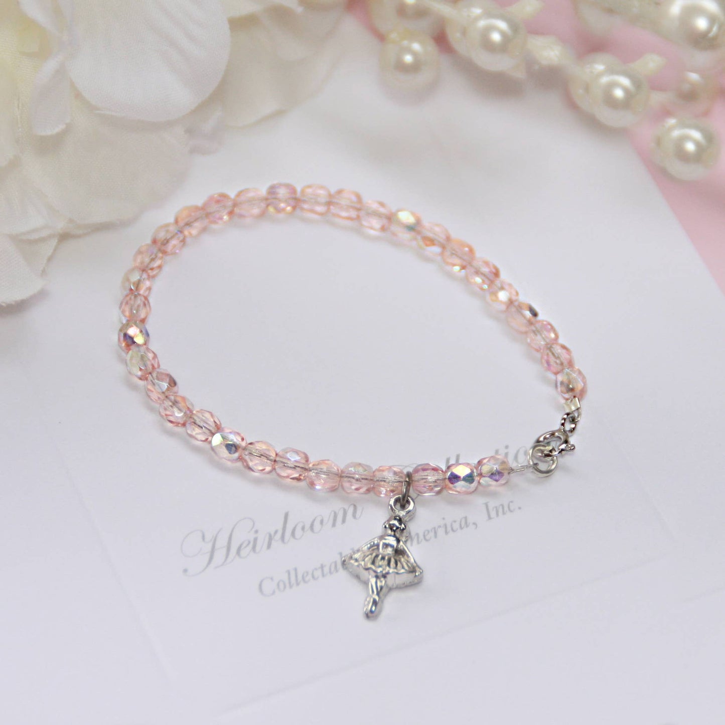 Dance Ballerina Pink Crystal Bracelet 6" CJ-365