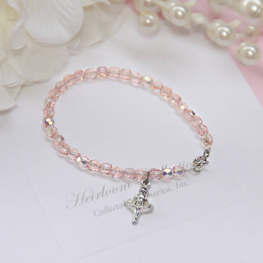 Dance Ballerina Pink Crystal Bracelet 6" CJ-365