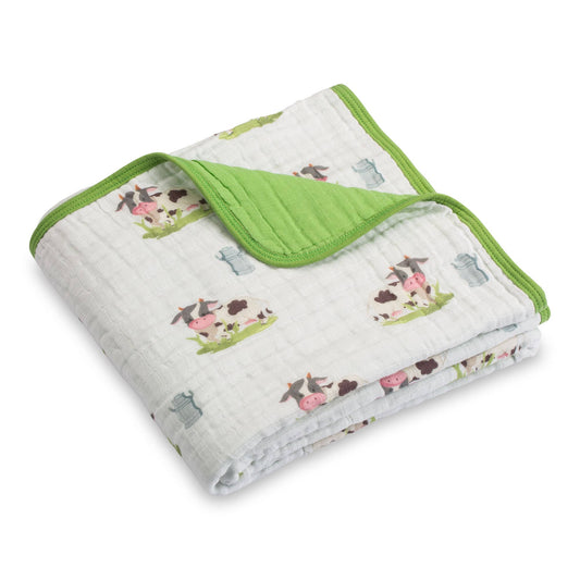 Moo Moo Here Farm Theme Baby Toddler Muslin Quilt