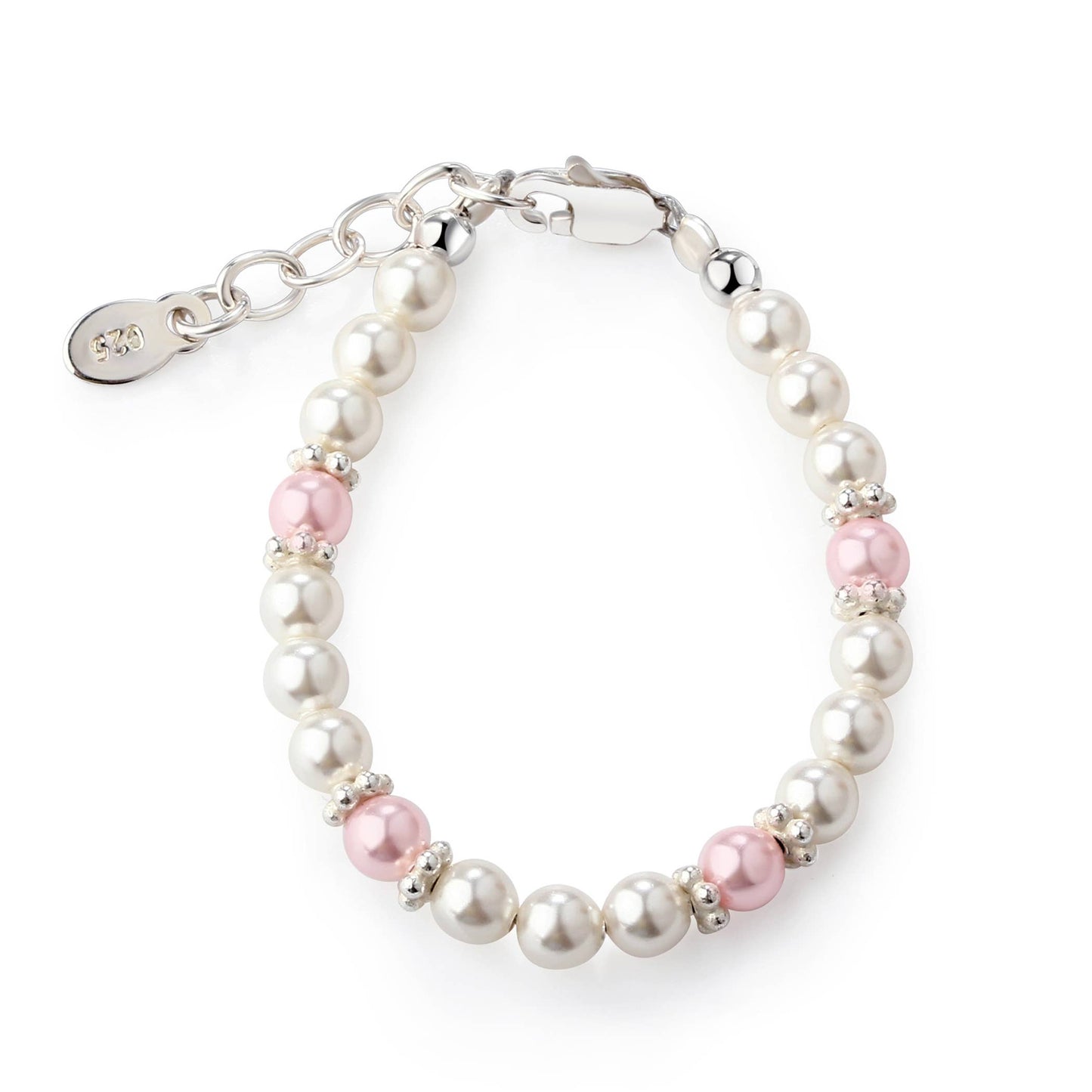 Girls Sterling Silver Pearl Baby Bracelet or Kids Jewelry