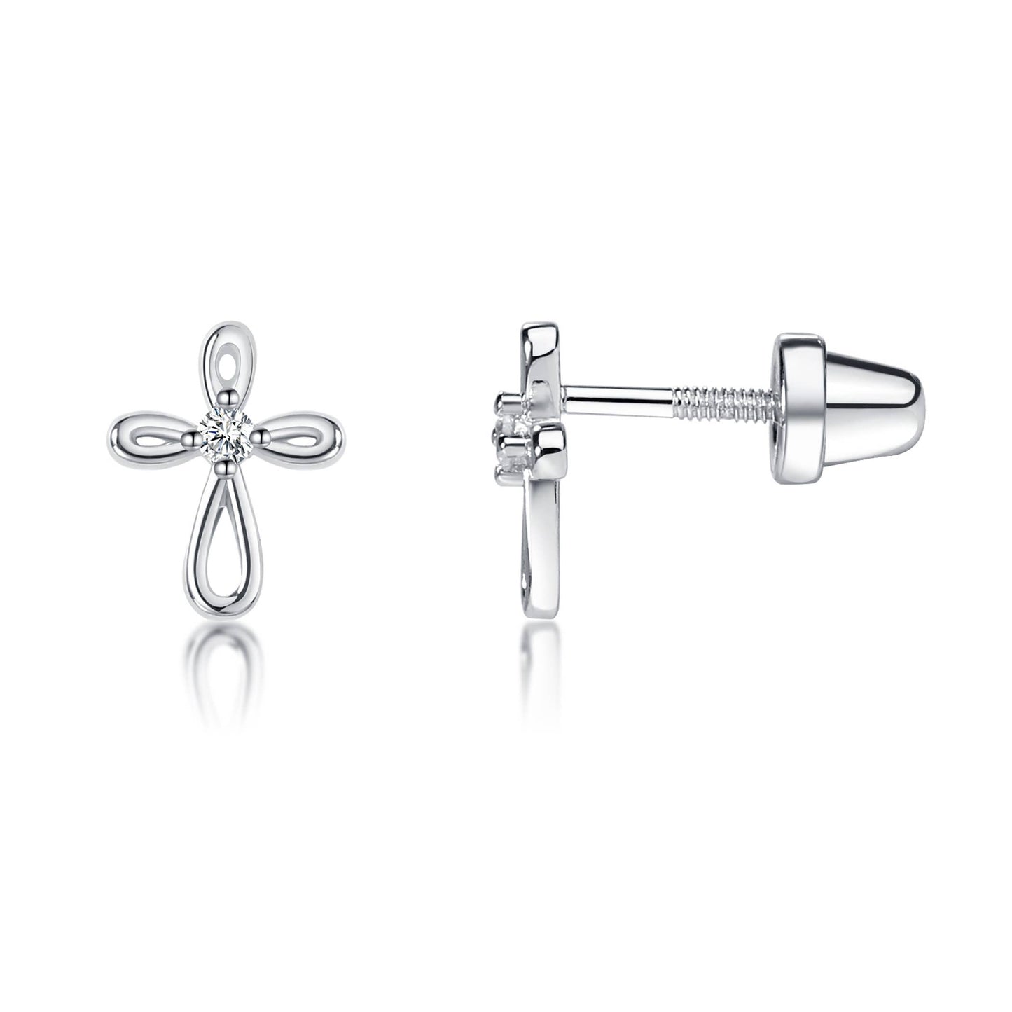 Sterling Silver Cross Earrings Baby Girl Baptism Gift
