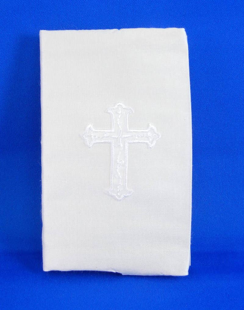 White Satin Covered Keepsake Baby Bible With Cross