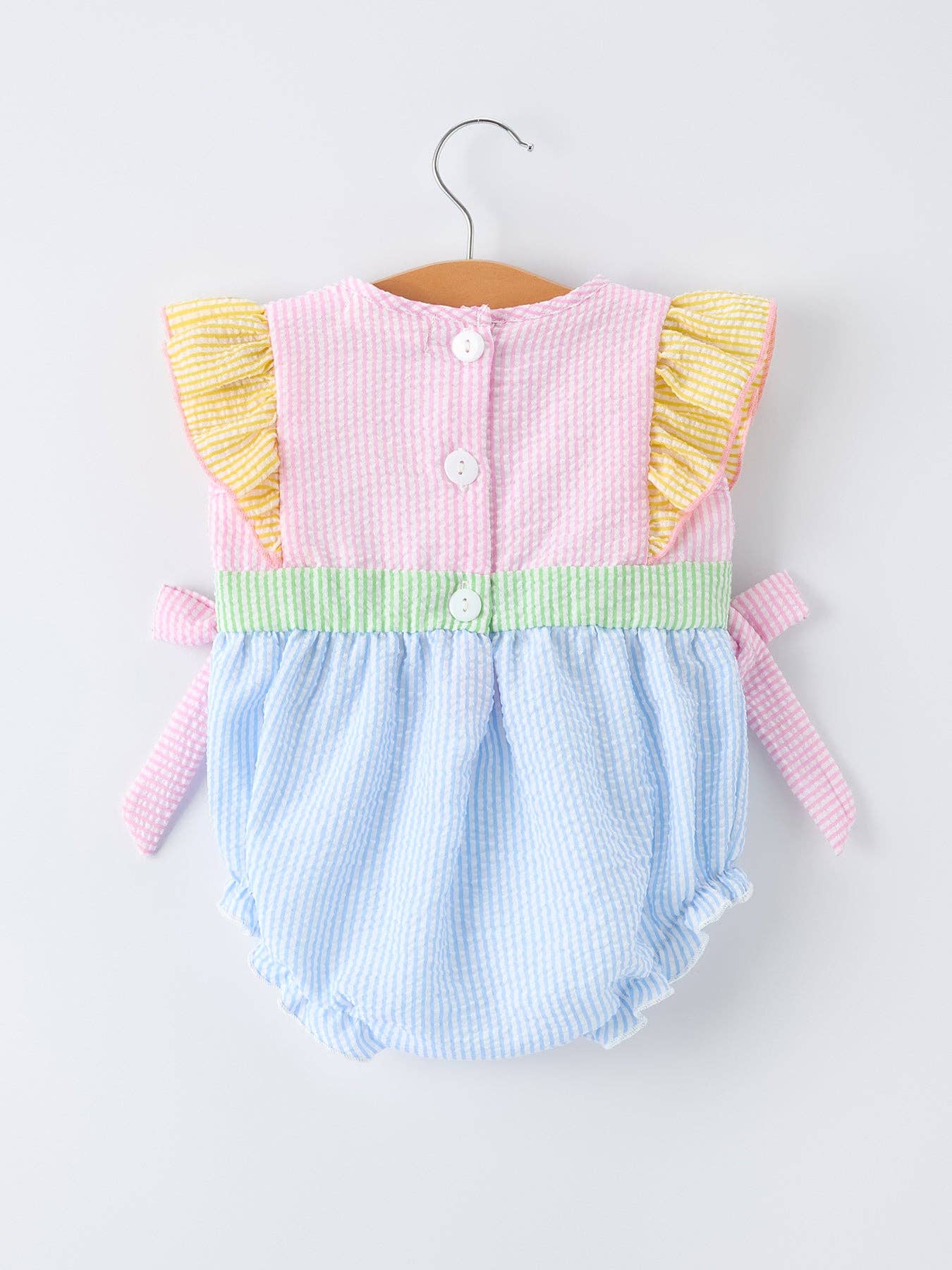 "Jesus Loves Me "Embroidered Baby Girls Romper