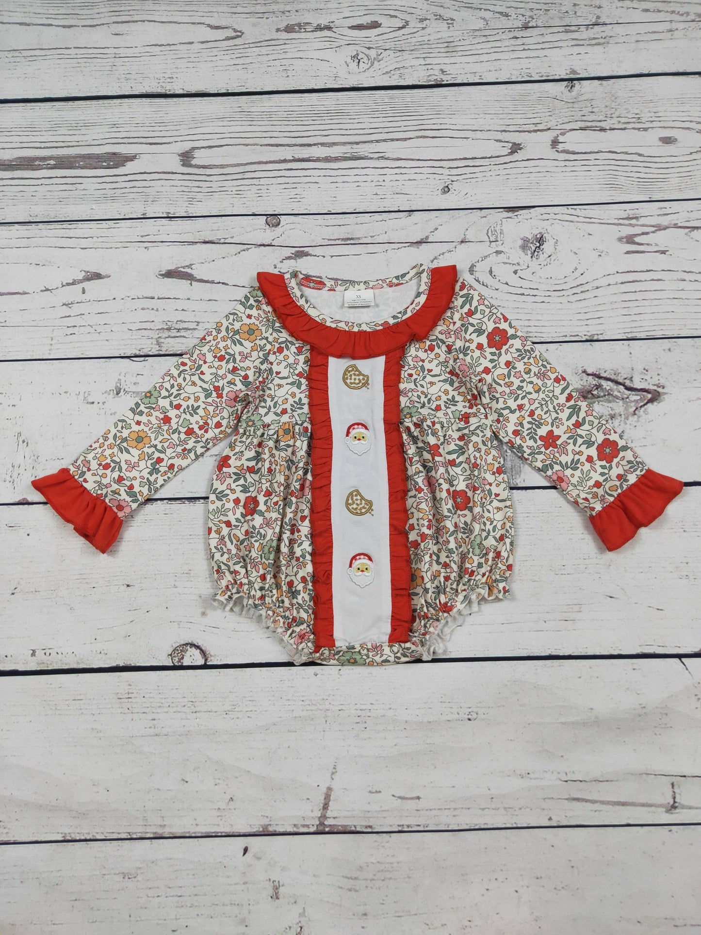 Santa & Cookies Appliqué Christmas Baby Bubble