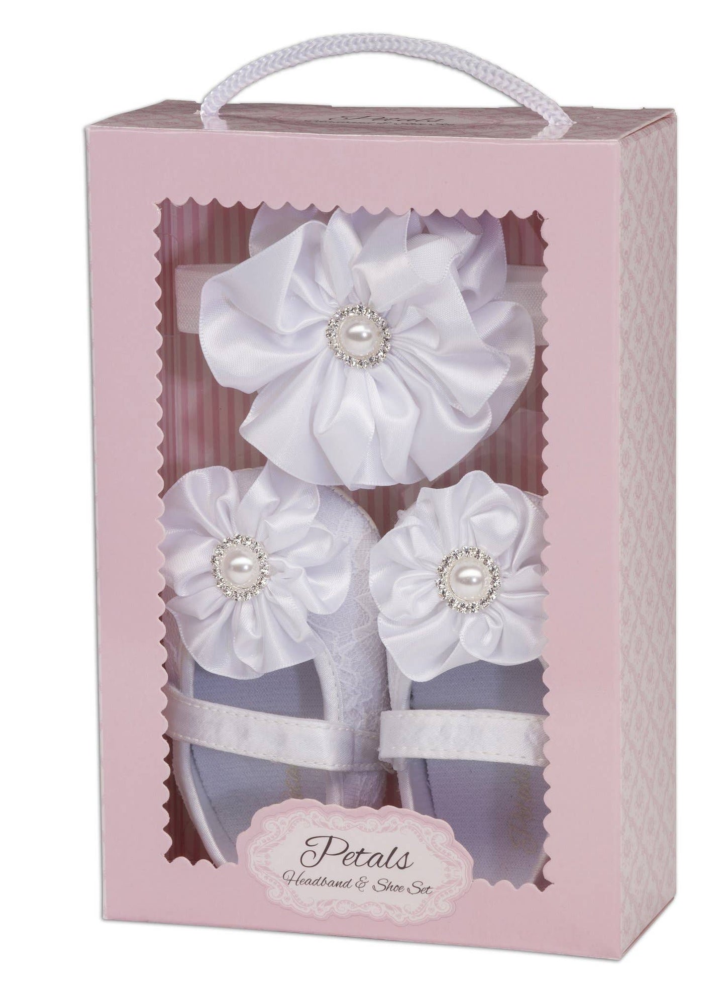 White Baptism Shoe And Headband Set